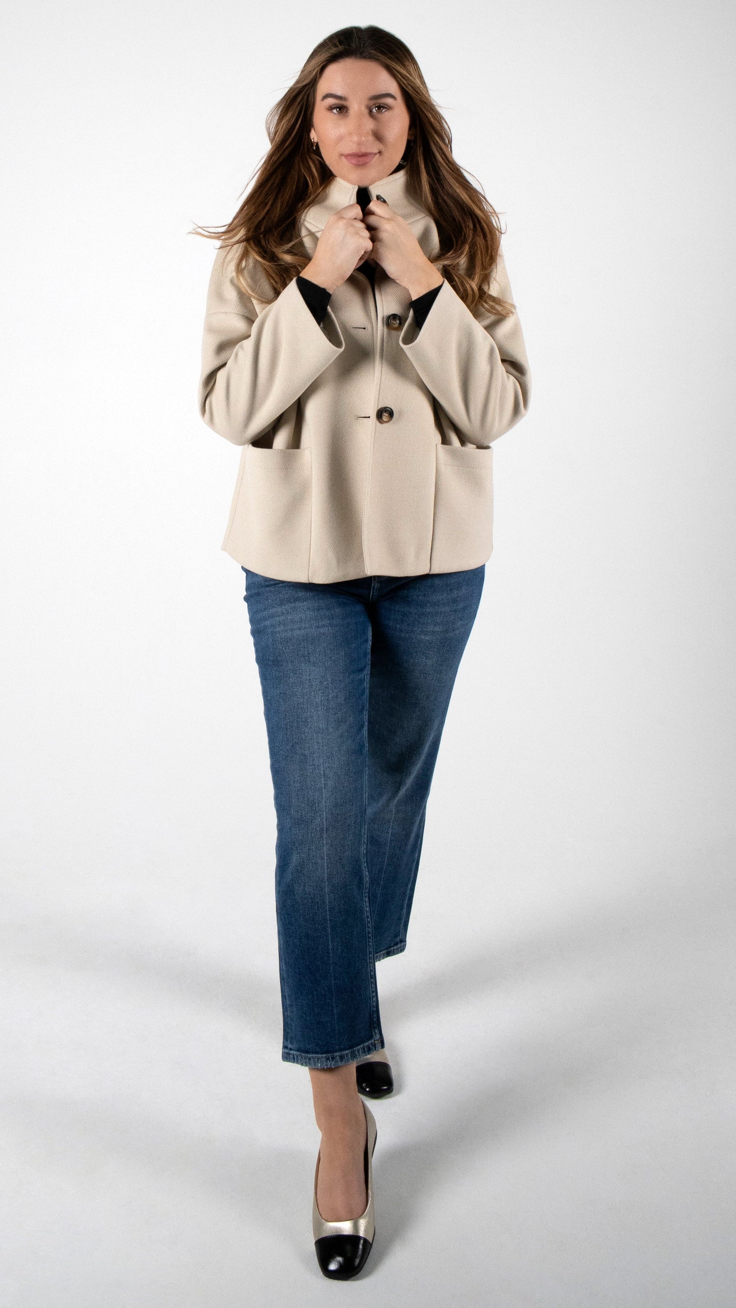 CASHMERE TOUCH KURZMANTEL MIT STEHKRAGEN