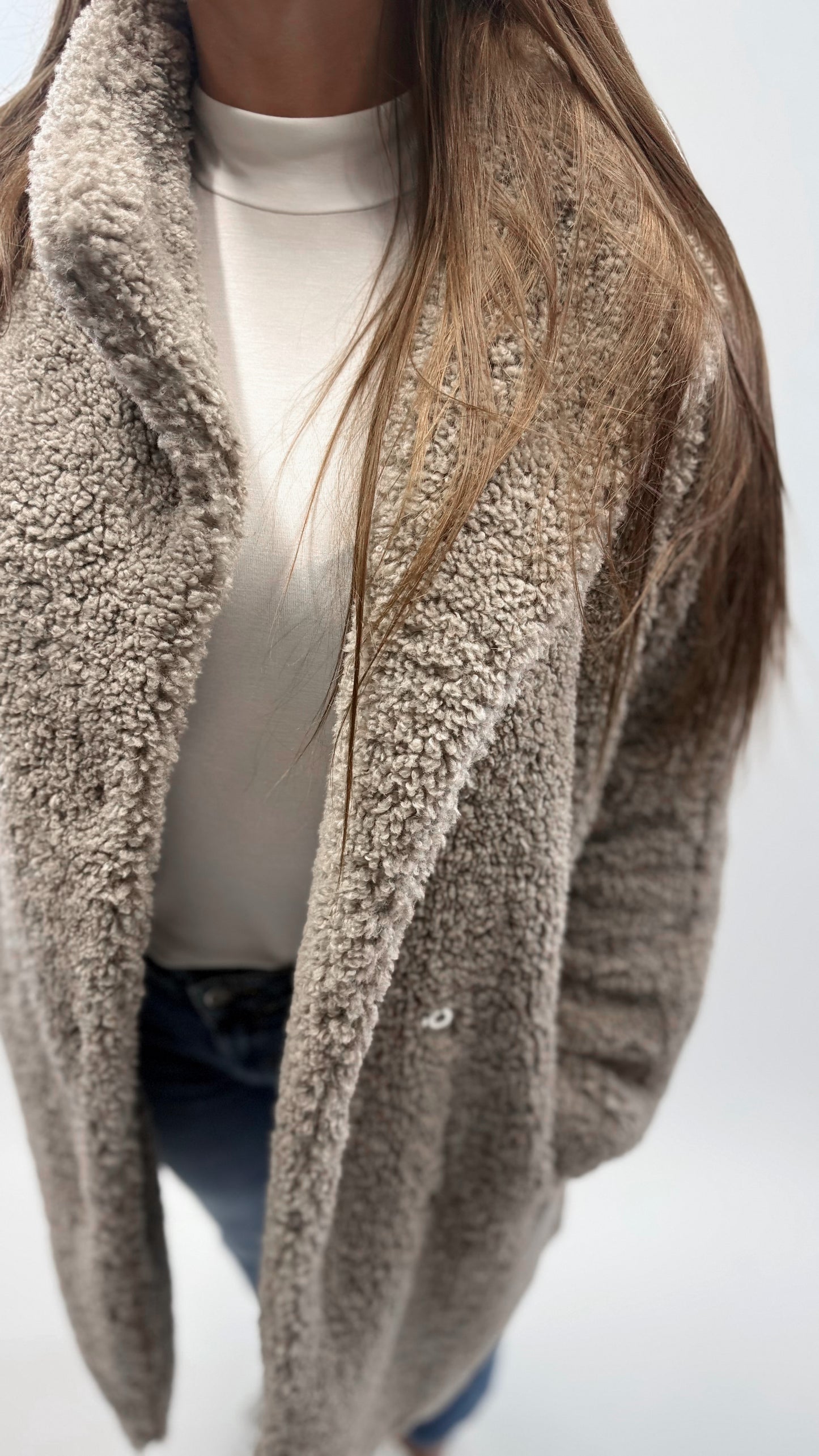 FAKE FUR TEDDY STEHKRAGEN MANTEL