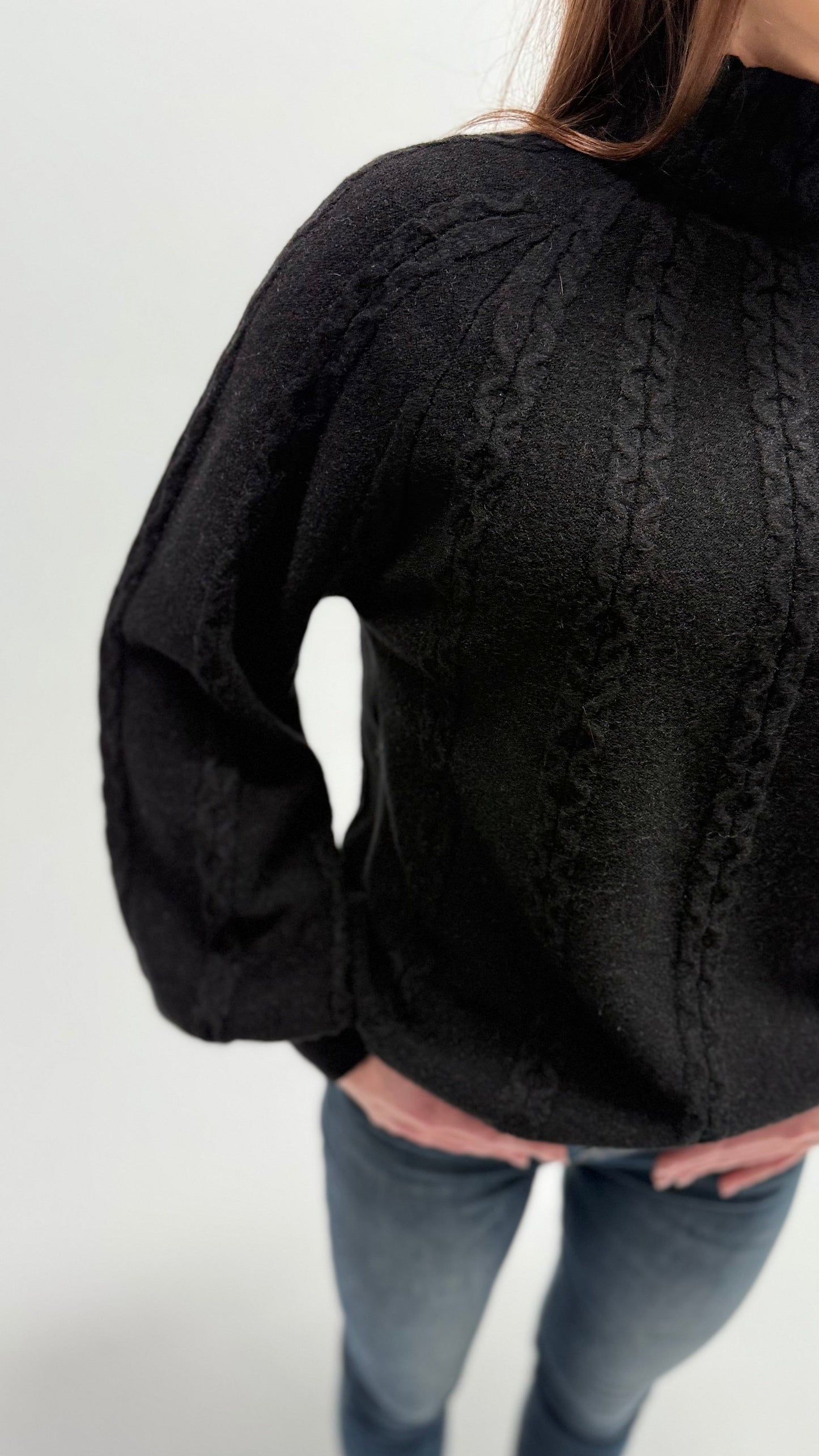 ZOPFMUSTER PULLOVER MIT STEHKRAGEN