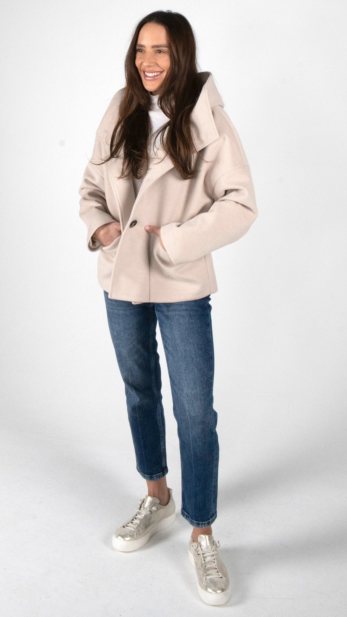 CASHMERE TOUCH KURZMANTEL MIT STEHKRAGEN