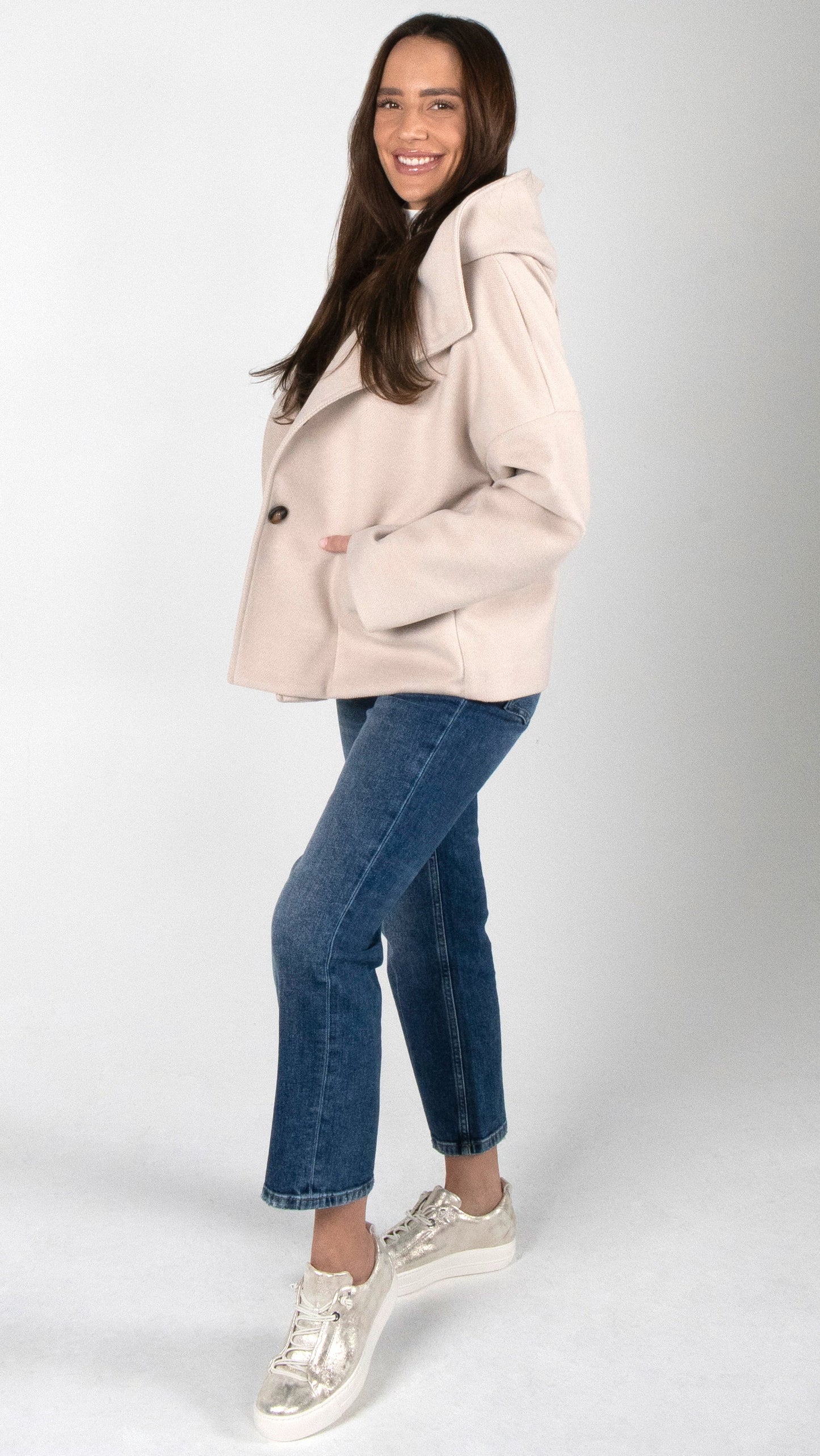 CASHMERE TOUCH KURZMANTEL MIT STEHKRAGEN