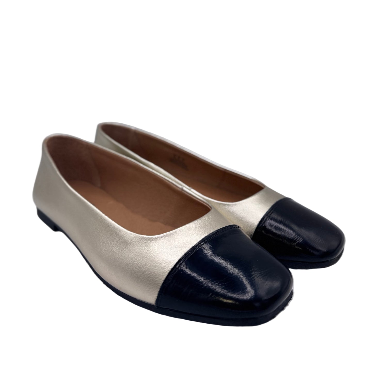 METALLIC BALLERINAS GOLD MIT KONTRASTKAPPE