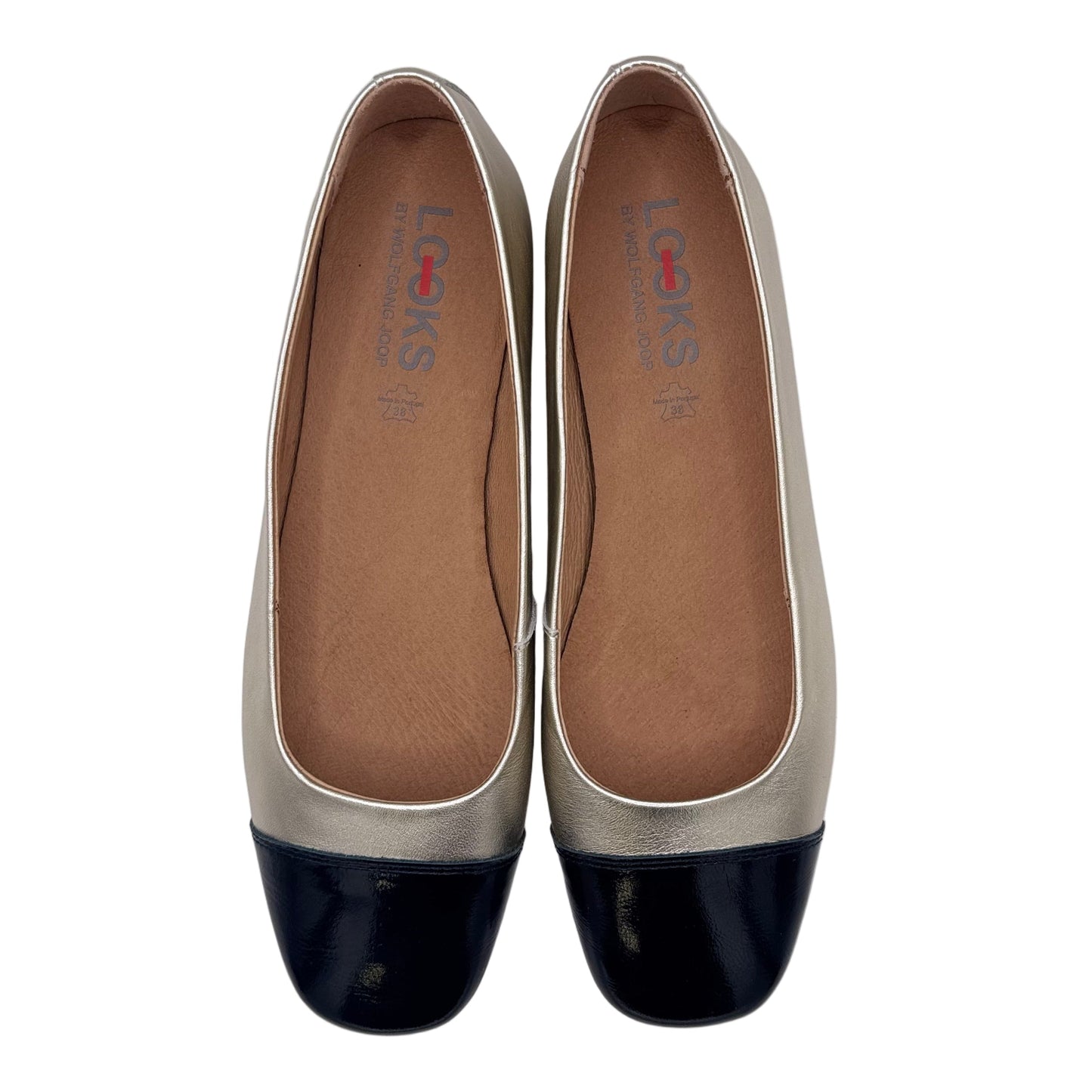 METALLIC BALLERINAS GOLD MIT KONTRASTKAPPE