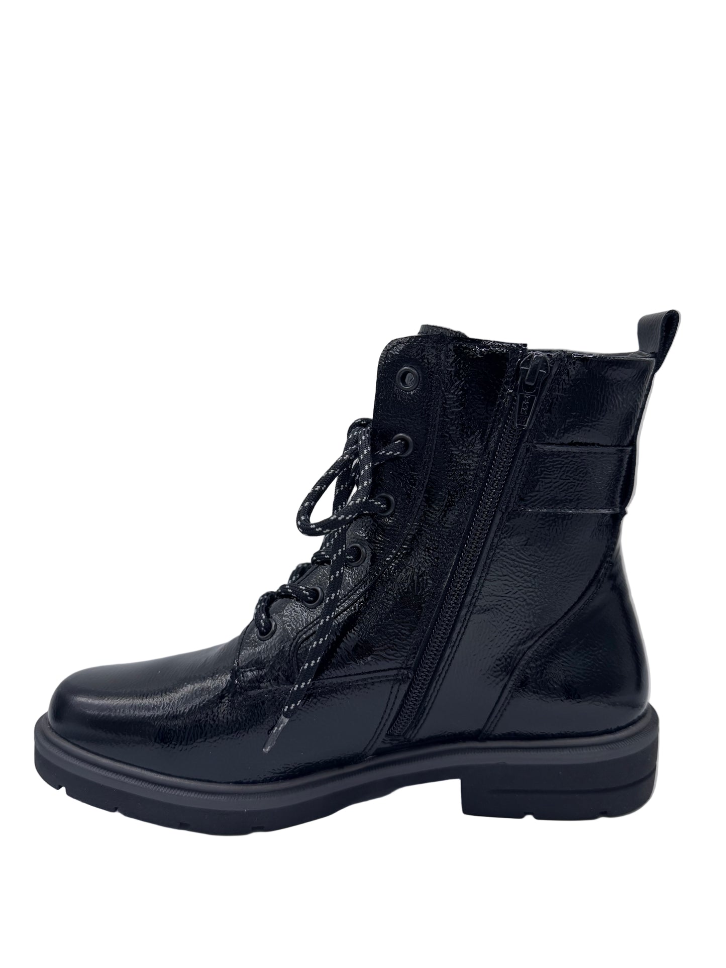 GLÄNZENDE LACK SCHNÜRSTIEFELETTE