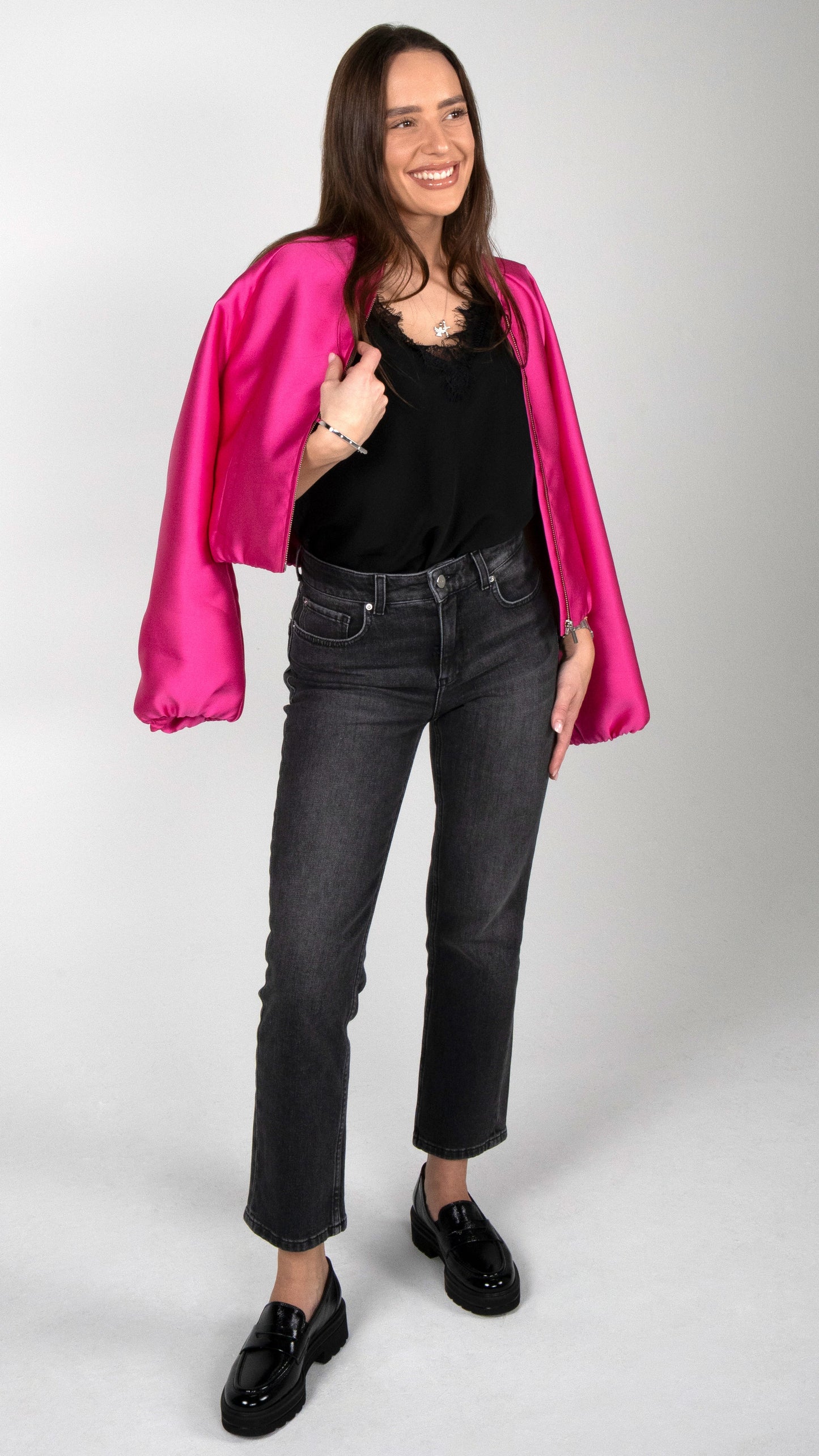 'SINA' CROPPED STRAIGHT LEG JEANS | DARK GREY DENIM