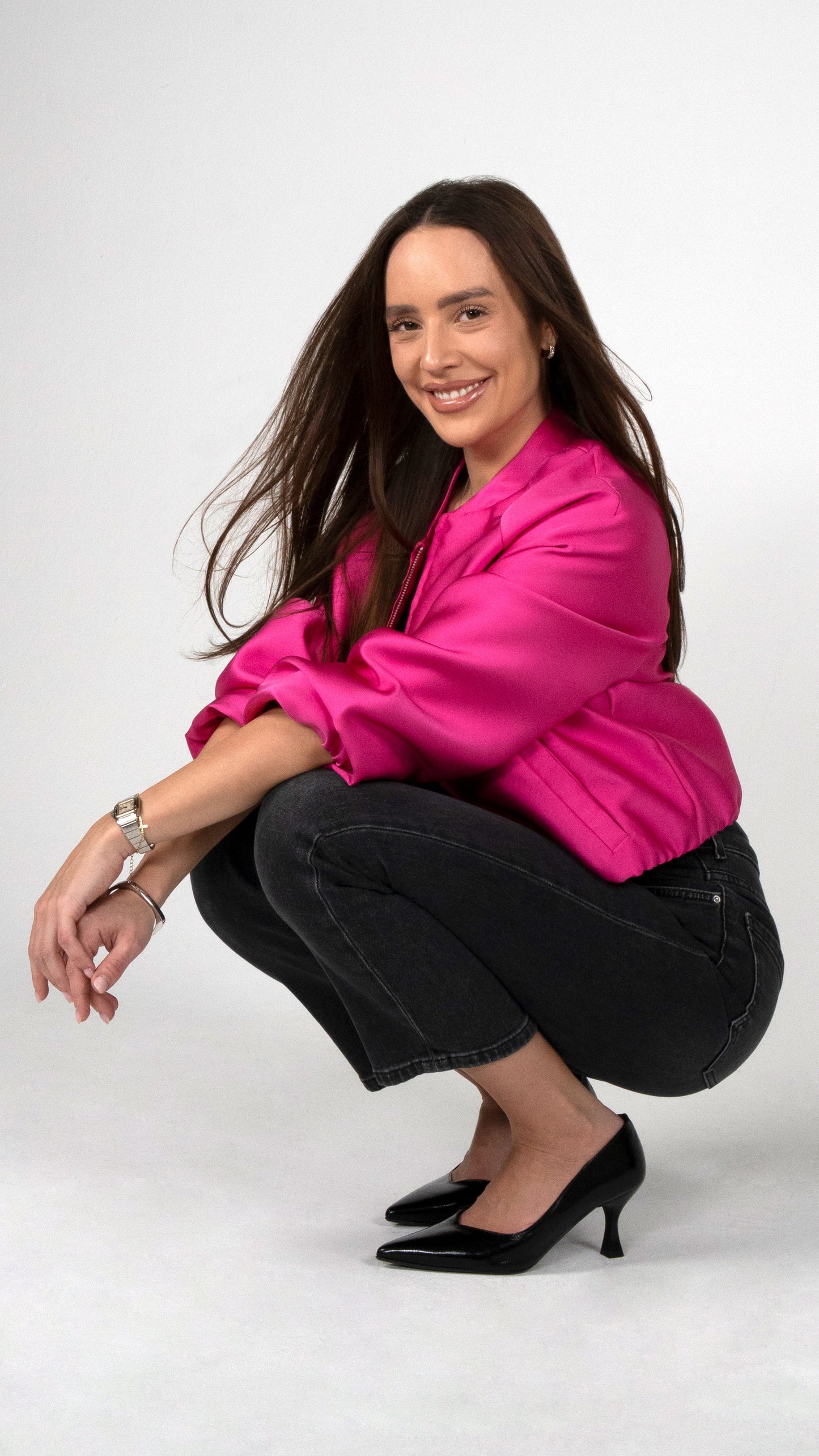 CROPPED SATIN BOMBERJACKE PINK