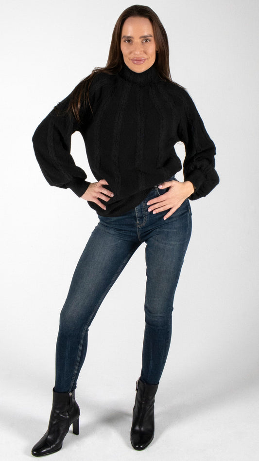 ZOPFMUSTER PULLOVER MIT STEHKRAGEN