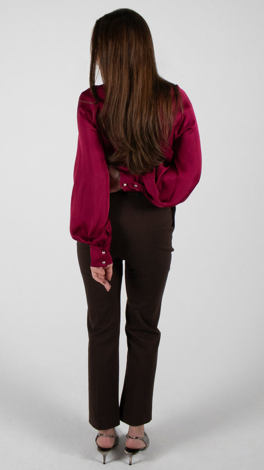 BLUSE IN SATINOPTIK MIT SCHLEIFE